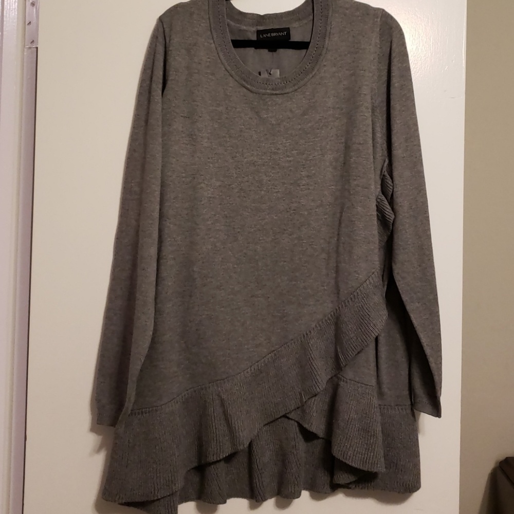 Lane Bryant Gray Ruffle Sweater - 22/24